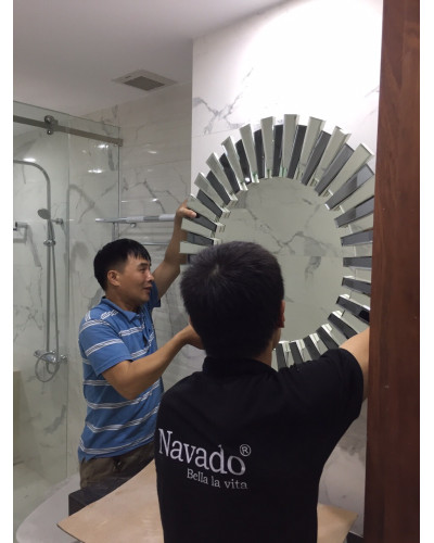 Gương soi trang trí phòng tắm elip mài vát NAV 312